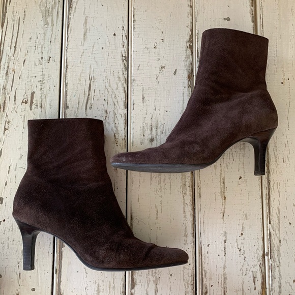 Ann Taylor LOFT Brown Suede Ankle Boot heels 7.5 - Picture 3 of 8